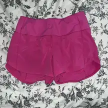 Lululemon high rise speed up 4” Sonic pink shorts size 8