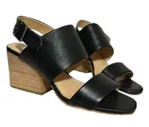 Anthropologie  Silent D leather black heel sandals