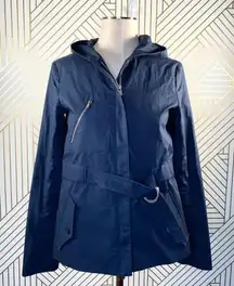 Theory Olia Hooded Belted Jacket‎ in Navy Blue