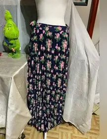Lularoe Deanne Navy Pink Floral Maxi Wrap Skirt