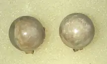 Tan Neutral Semi Precious Stone Gold Tone Dainty Ball Stud Pierced Earrings