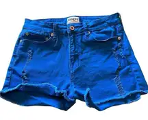 Umgee Los Angeles Cobalt Blue Distressed Denim Shorts Size 28
