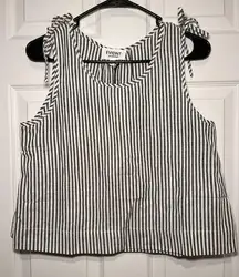 Evidnt Size Small Linen Cotton Blend Stripe Sleeveless Crop Top
