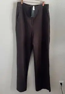 NWT Nordstrom RDI Chocolate Brown Wide Leg Stretch Pants Dress Pant Large