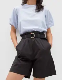 Everlane Organic Cotton Ultra High Rise Classic Black Paper Bag Shorts Size L