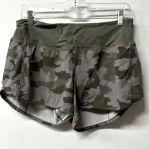 Lululemon Green Camo Speed Up Shorts Women’s size 8 camouflage athletic sporty