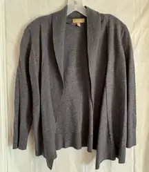 Charter Club Luxury 100% Merino Wool Open Front‎ Cardigan Womens Sz XL Grey Soft