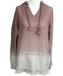 Ocean Drive Size S Women's Pink White Ombre Lightweight Hoodie Sweater Pocket