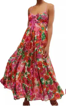 NWOT FREE PEOPLE Dream Weaver floral flowy Maxi Dress Ivory Combo sz L