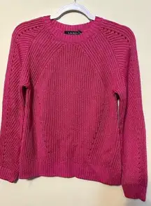 Ralph Lauren Black Label Linen‎ Blend Tight Cable Knit Pink Sweater Size Large