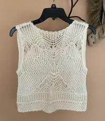 Abercrombie & Fitch Crochet Knit Tank Top Womens S Ivory Sleeveless 100% Cotton