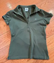 Lacoste Olive Green Short Sleeve Polo Shirt Women’s Size 38 Small Classic Logo