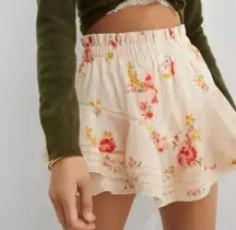 Aerie Rock N Ruffle Mini Skirt Skort Shorts Vintage Vanilla Floral Small