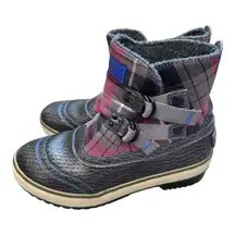 UGG Australia Plaid Leather Trim Buckle Accent‎ Ankle Boots Size US 6 EU 37