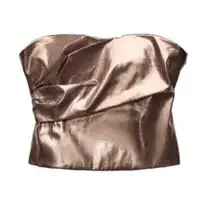 ZARA NEW  Corset Tube Top Womens Sz Medium Metallic Bronze Gold Strapless Ruched