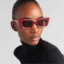 NWT  PR13ZS 15D08S Etruscan Marble Red Cat Eye Women Sunglasses