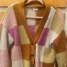 Cotton On Chunky Knit Cardigan Sweater Patchwork XS