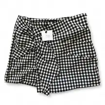 Zara Monochrome black and white gingham Checkered Skirt