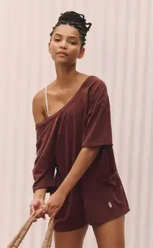 FP MOVEMENT Hot Shot Tee Romper XS Dark Espresso NWOT