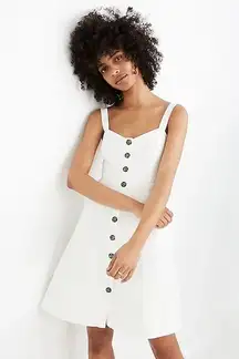 Madewell Button Front Tank Dress White Linen Blend Size 8