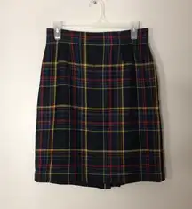 Classic clueless 100% wool tartan plain mini skirt size 10p