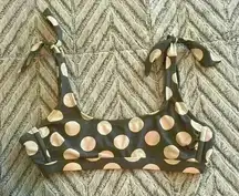 Scoop Neck Bikini Top Green and White‎ Polka Dots size small