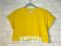 Gymshark  Cropped Yellow Fraction Logo Workout Tee Size Small