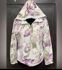 Island Supply Co blue with leaves hoodie zipper jacket. PM