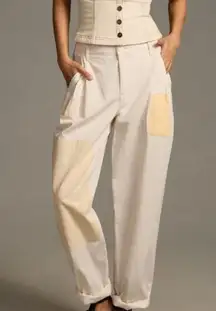 PILCRO x ANTHROPOLOGIE Pants SZ 29 Petite Rolled Hem Chino Patchwork Utility NWT
