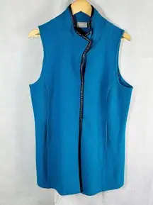 Chico’s 100% Wool Long Line Vest Teal Size 2 US 12 Large