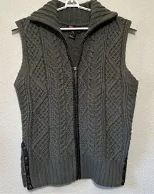 Diesel Vintage Gray Cowl Neck Cable Knit Sweater Wool Vest Fisherman Grunge XL