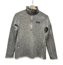 Patagonia Better Sweater Women Sz S Beige/Gray 1/4‎ Zip Fleece Jacket Pullover