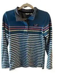 LL Bean SZ S Women’s Soft Cotton Rainbow Striped Rugby Pullover