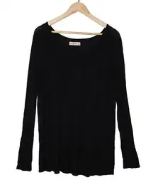 Women's Abercrombie & Fitch Black Pullover V-Neck Long Sleeve Tee Shirt Size M