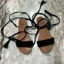 Black Lace Up American Eagle Sandals Size 6