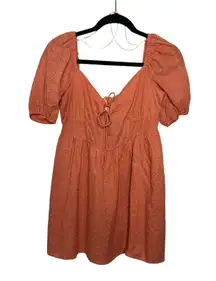 Altar'd State Burnt Orange Boho Eyelet Detail Mini Dress Size Medium
