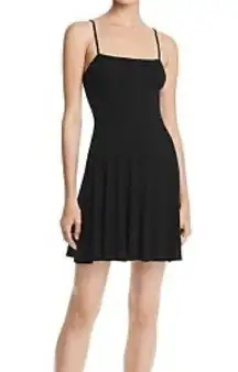 Soprano Y2K Rib Knit Fit and Flare Cami Dress Black Small