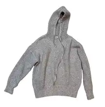 Women's Gray Ribbed Nine West Heather Grey Pullover Hooded Sweater Size XL