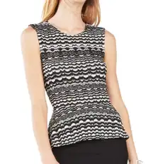 Black & White Knit Peplum Tank Top