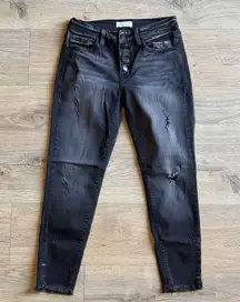 KANCAN Mid-Rise Ankle Skinny Button-Fly Black Jeans Size 27