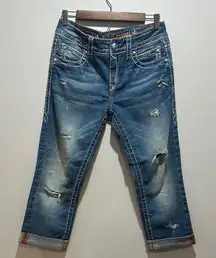 Rock Revival Blue Noelle slouchy capri jeans