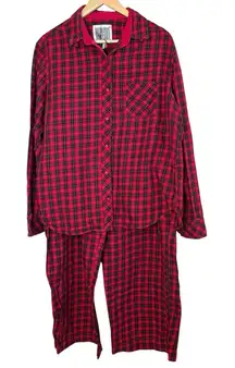 Victoria's Secret Red Plaid 2 Piece Pajama Set XL Holiday Christmas Heritage