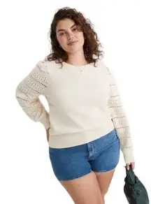 Madewell - NWT Bobble-Sleeve Pullover Lightweight Wool Blend Sweater Sz L