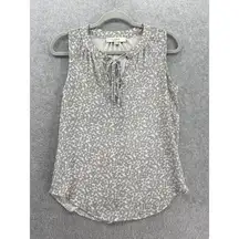 LOFT Ann Taylor Women's Blouse Pussybow Sleeveless Size XS Geometric RoundNeck