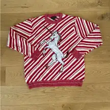 Blizzard Bay - Unicorn Striped Sweater in Red & White