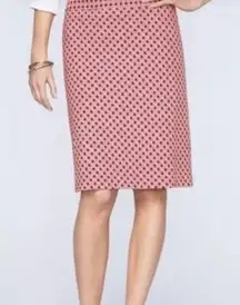 Talbots  Red & White Criss Cross Lattice Type Print Cotton Pencil Skirt 10