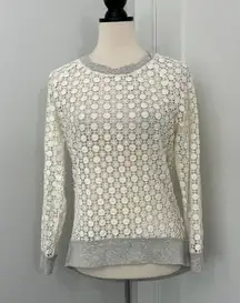 Anthropologie Pam &Gela Small Cream, Gray Crochet Top