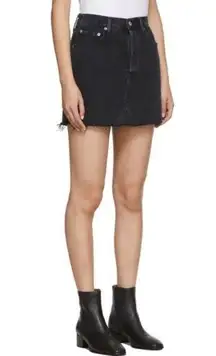 AGOLDE Quinn High Rise Mini Skirt Black Raw Hem