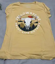 Graphic Mustard Shirt Sleeve‎ tee with Yellowstone graphic, Junior Size XXL
