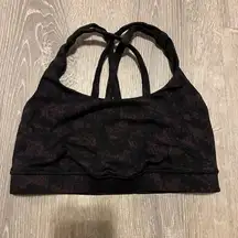 Lululemon Energy Bra Women’s Size 4 Black Purple Activewear Athletic Atheleisure